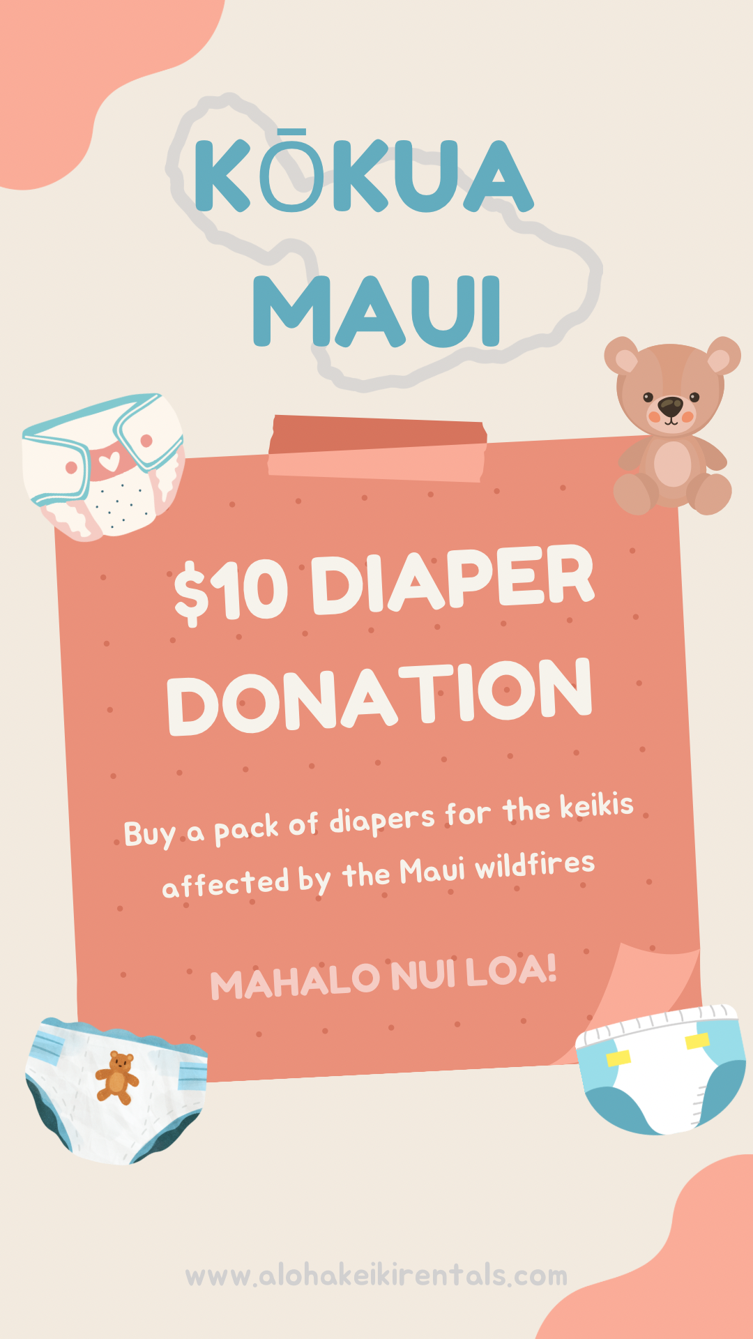 Diaper Donation for MAUI Aloha Keiki Rentals